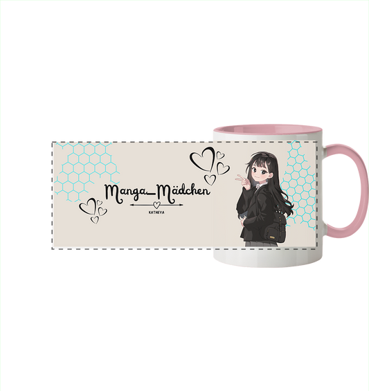 Manga-Mädchen Tasse - Panorama Tasse zweifarbig