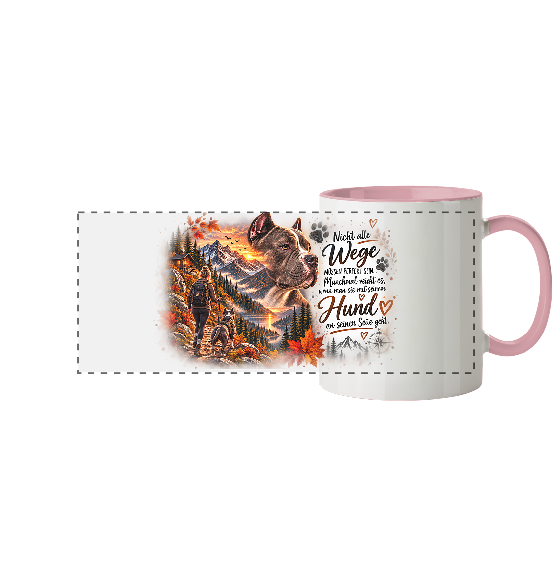 Dog Love - Panorama Tasse zweifarbig