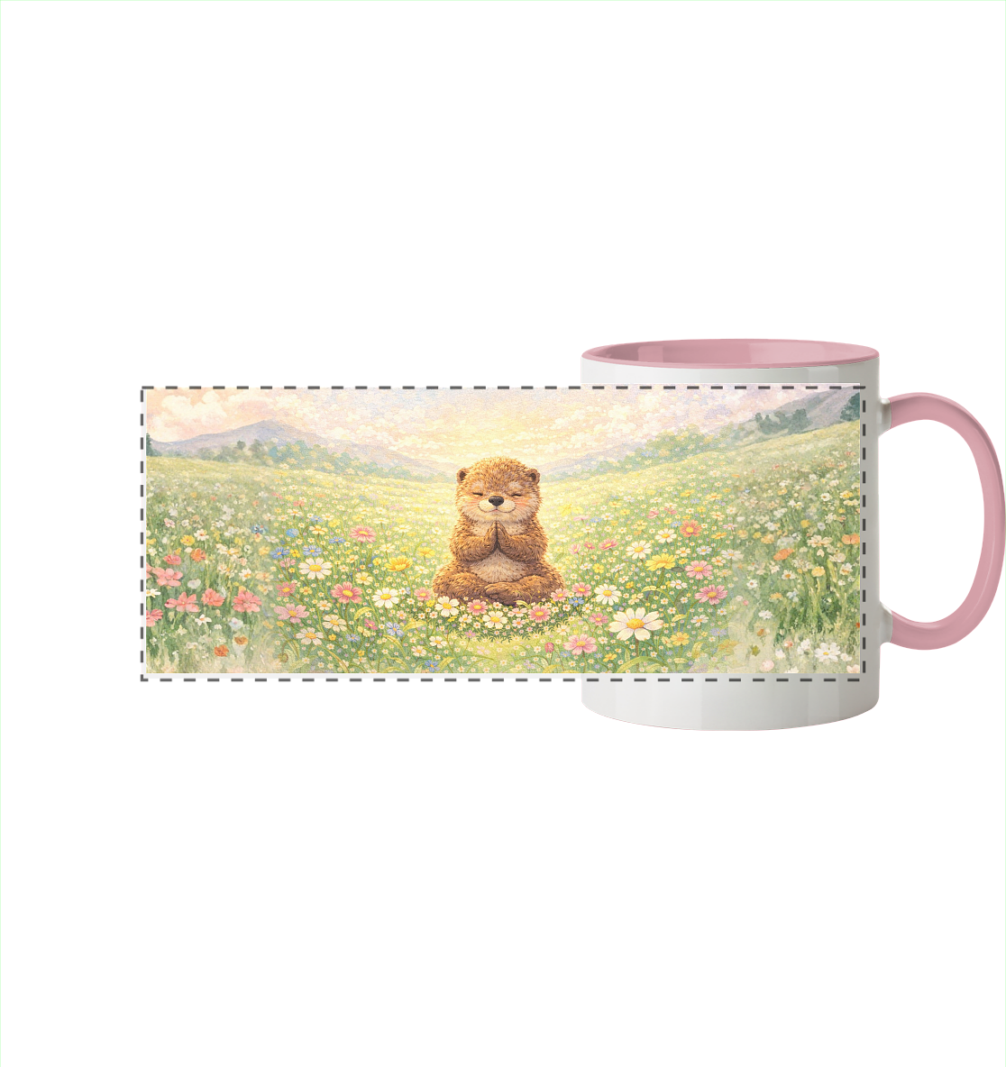 Otter - Namaste - Panorama Tasse zweifarbig