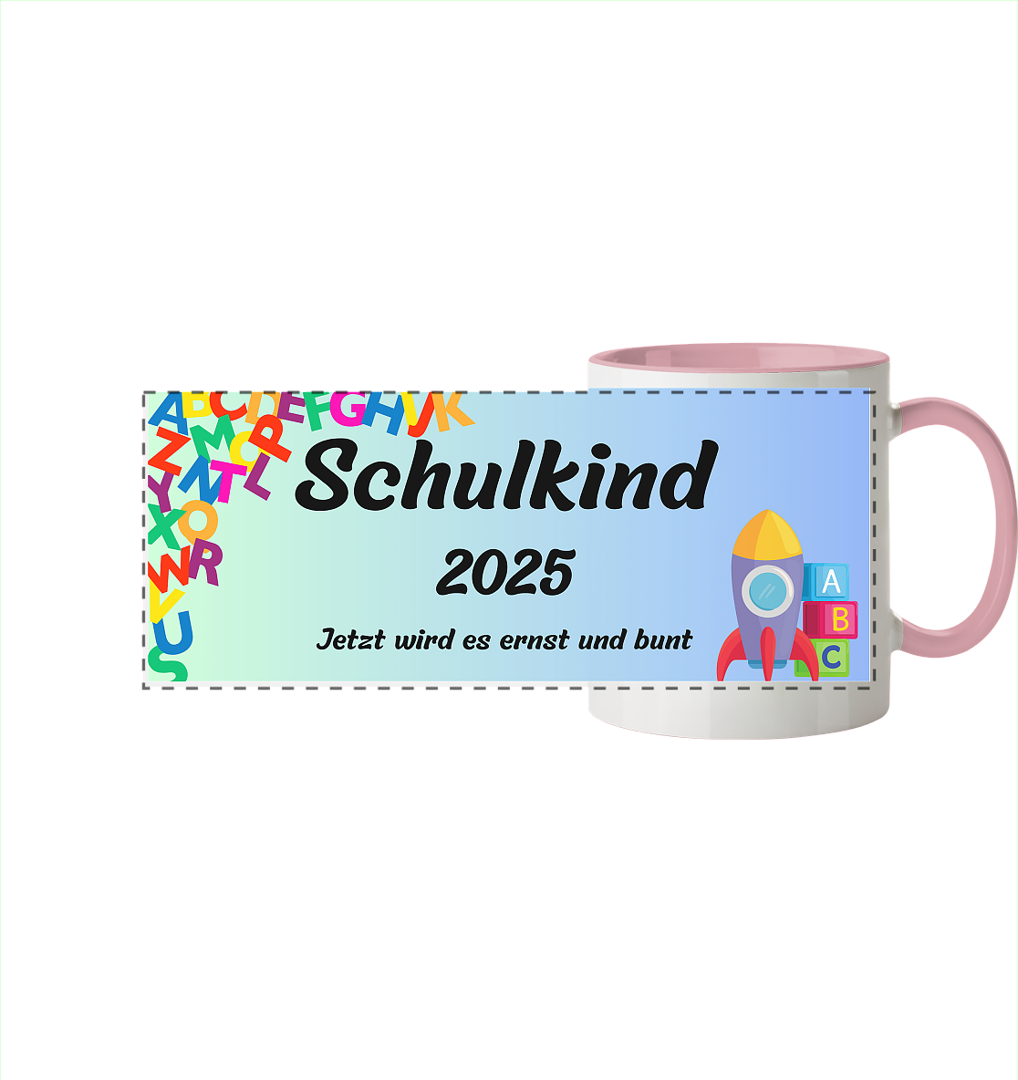 Schulanfang 2025- Schulkind - Panorama Tasse zweifarbig