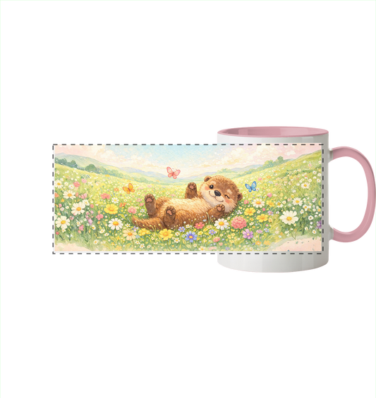 Otter - Blumenwiese - Panorama Tasse zweifarbig