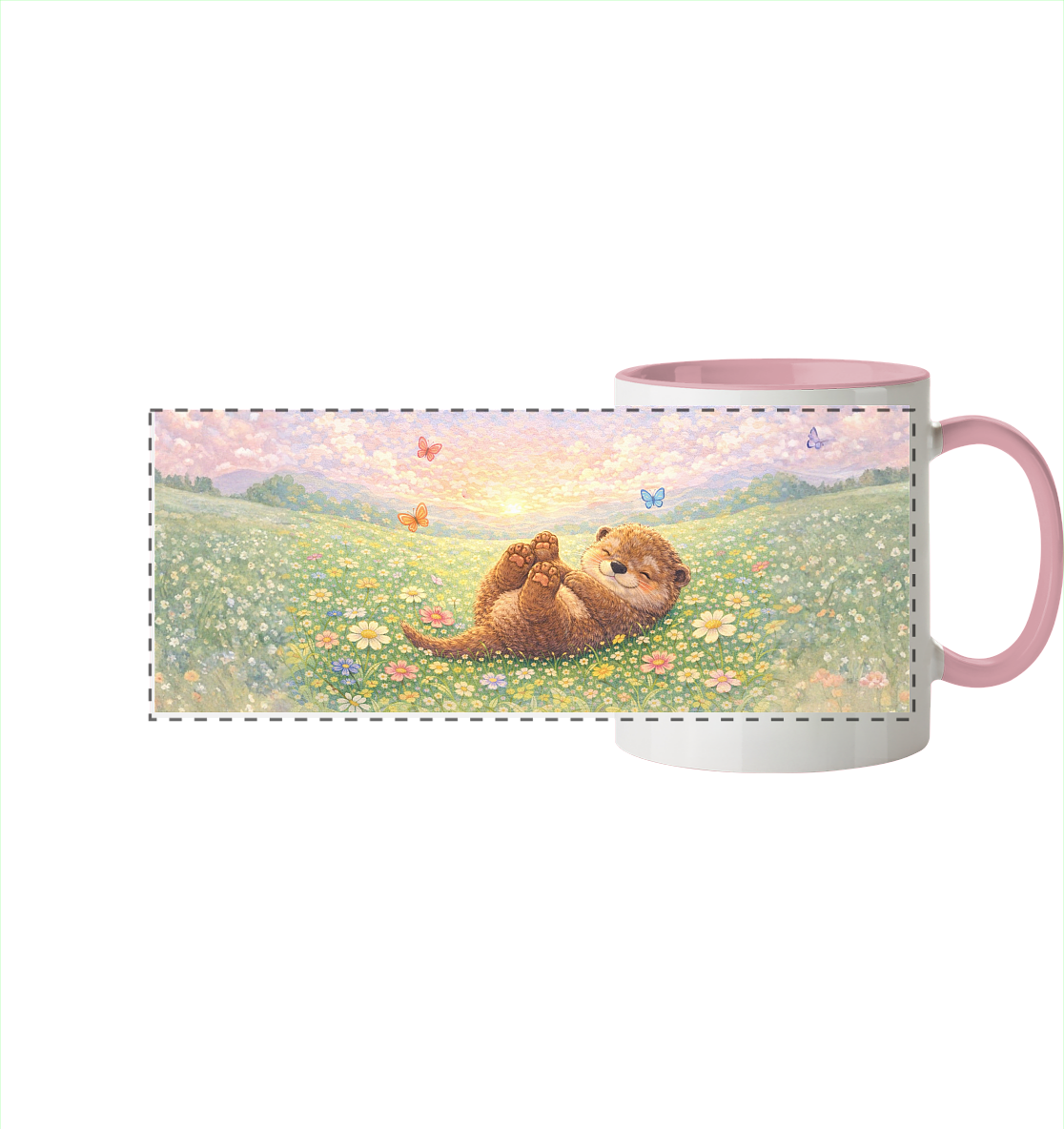 Otter - Wiese - Panorama Tasse zweifarbig