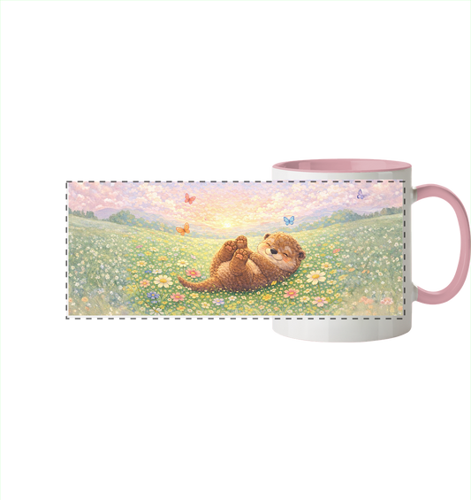 Otter - Wiese - Panorama Tasse zweifarbig