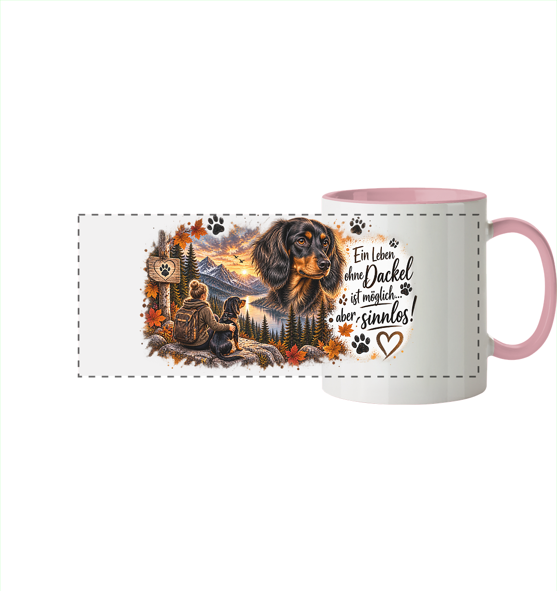 Dackel Liebe  - Panorama Tasse zweifarbig