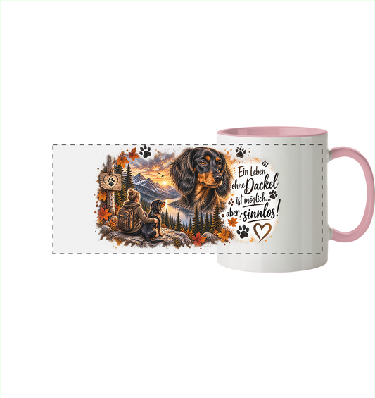 Dackel Liebe  - Panorama Tasse zweifarbig