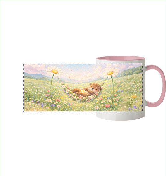 Otter - Blumenhängematte - Panorama Tasse zweifarbig
