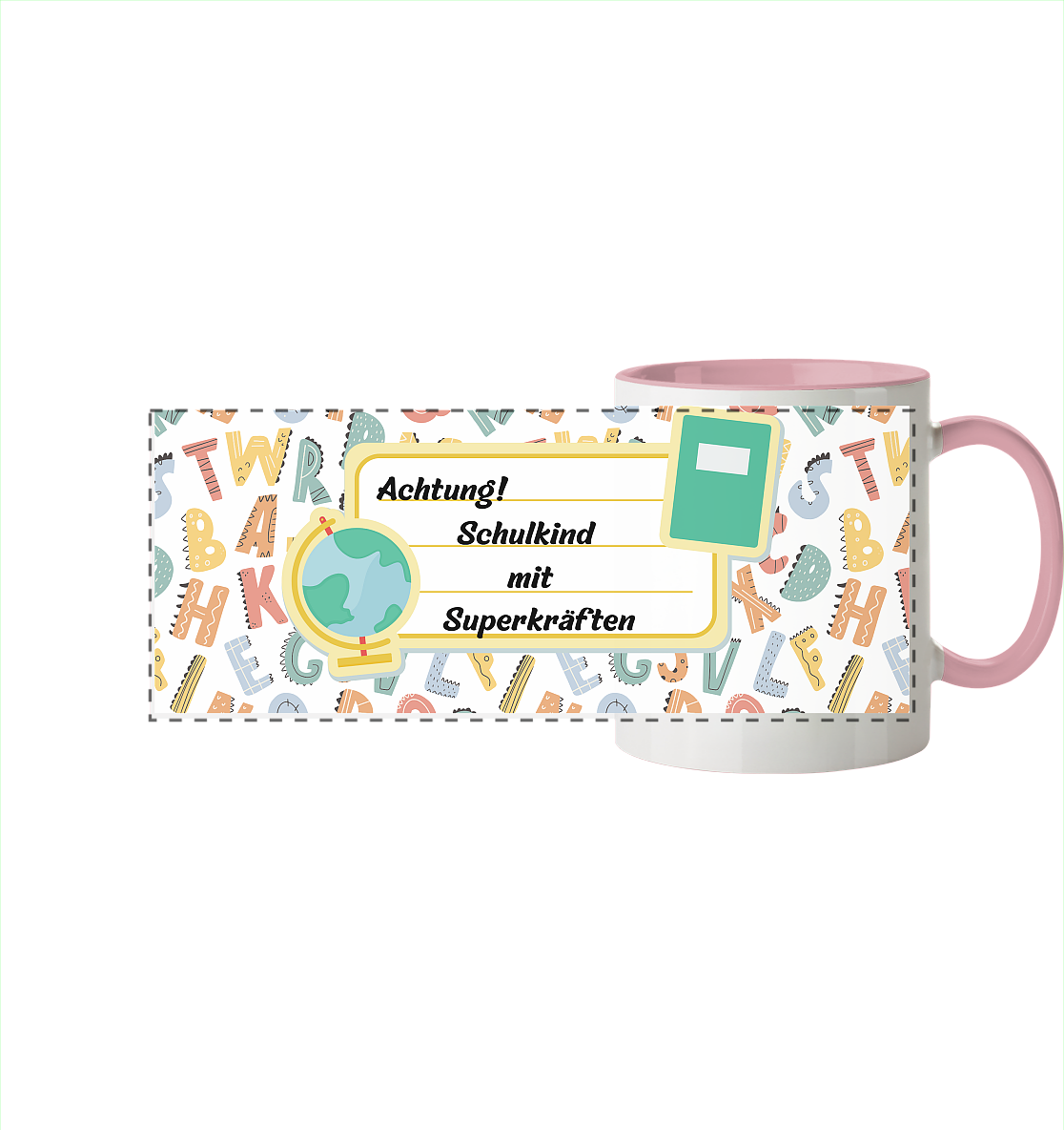 Schulanfang-Achtung! - Panorama Tasse zweifarbig