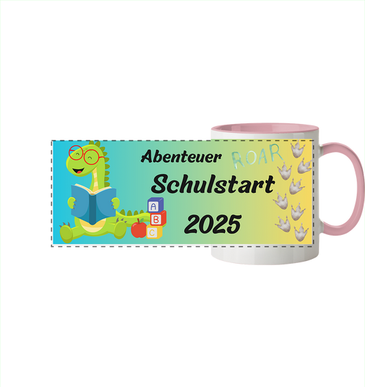 Schulanfang-Abenteuer Schulstart 2025 - Panorama Tasse zweifarbig