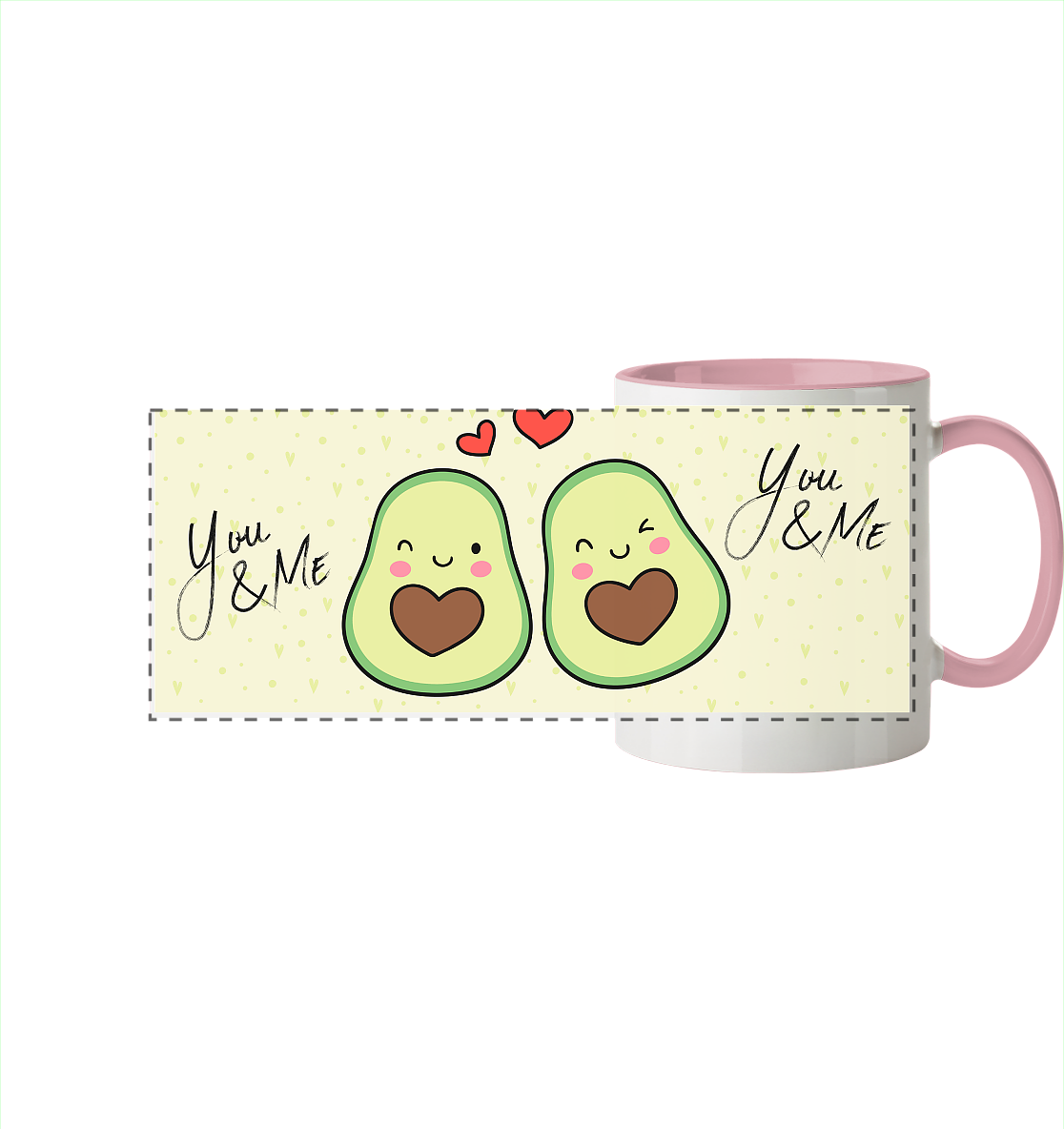 Avocado-Liebe - Panorama Tasse zweifarbig