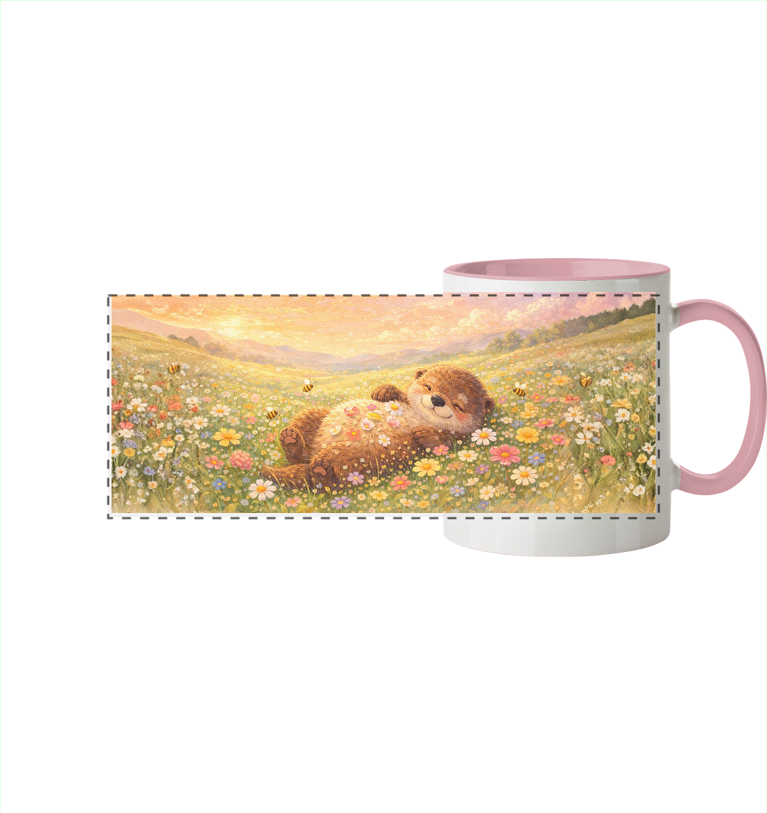 Otter - Dicki Blumenwiese - Panorama Tasse zweifarbig