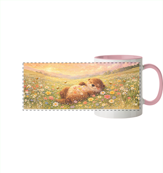 Otter - Dicki Blumenwiese - Panorama Tasse zweifarbig