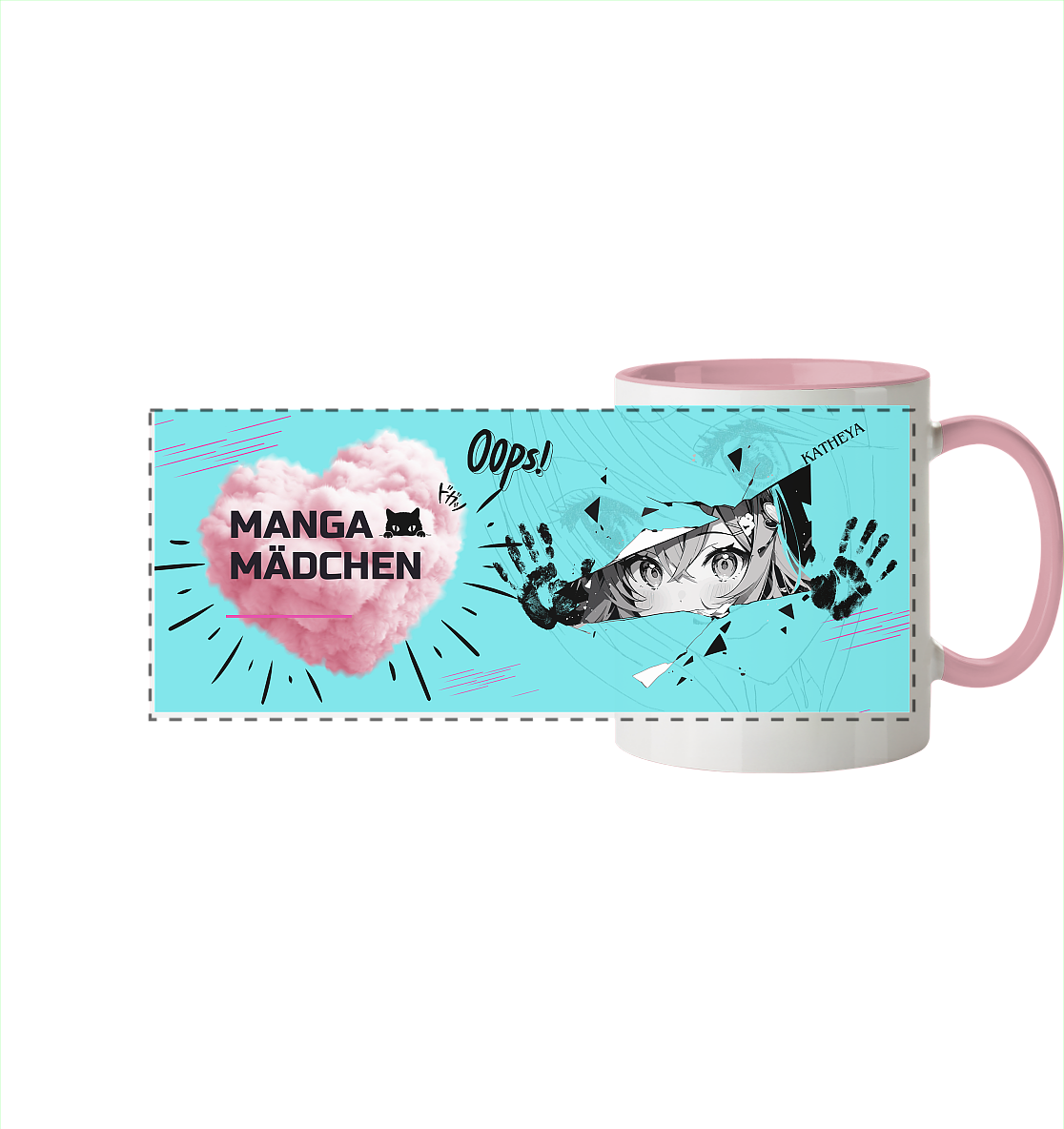 Manga Mädchen - Panorama Tasse zweifarbig