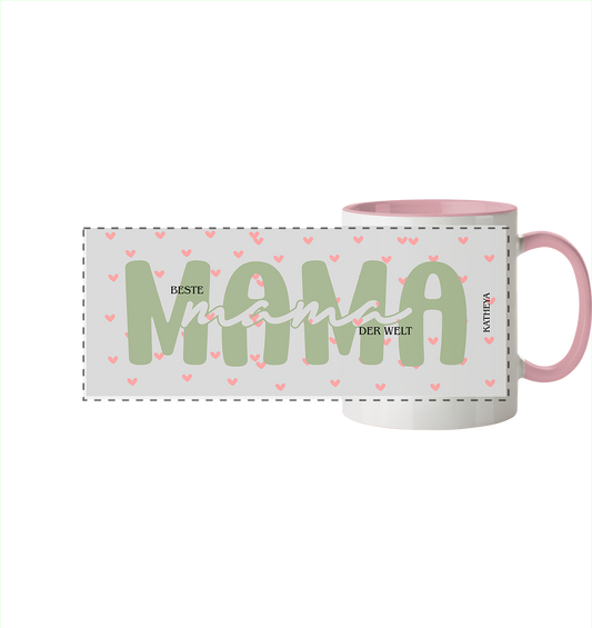 Muttertags Geschenk- Beste Mama der Welt.  - Panorama Tasse zweifarbig