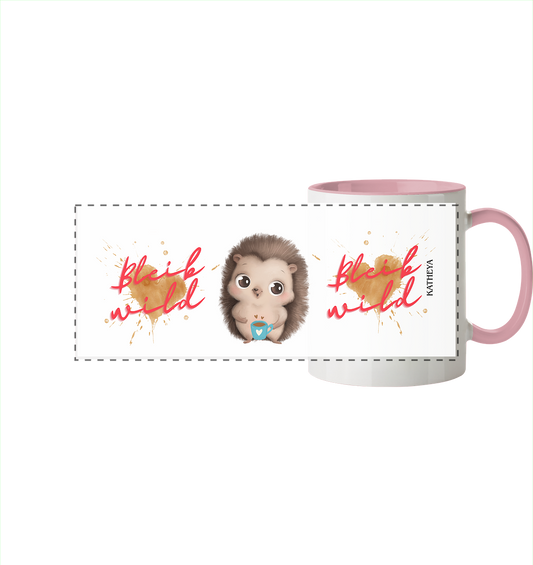 Igel- Bleib wild - Panorama Tasse zweifarbig