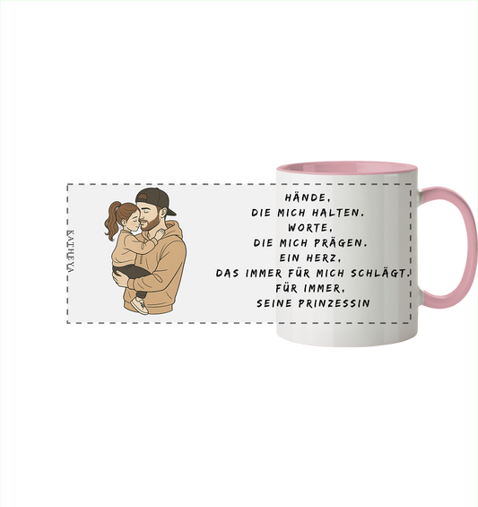 Vatertags Geschenk-Hände dich mich halten - Panorama Tasse zweifarbig