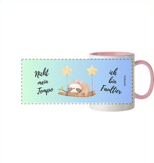 Faultier-nicht mein Tempo, ich bin Faultier - Panorama Tasse zweifarbig