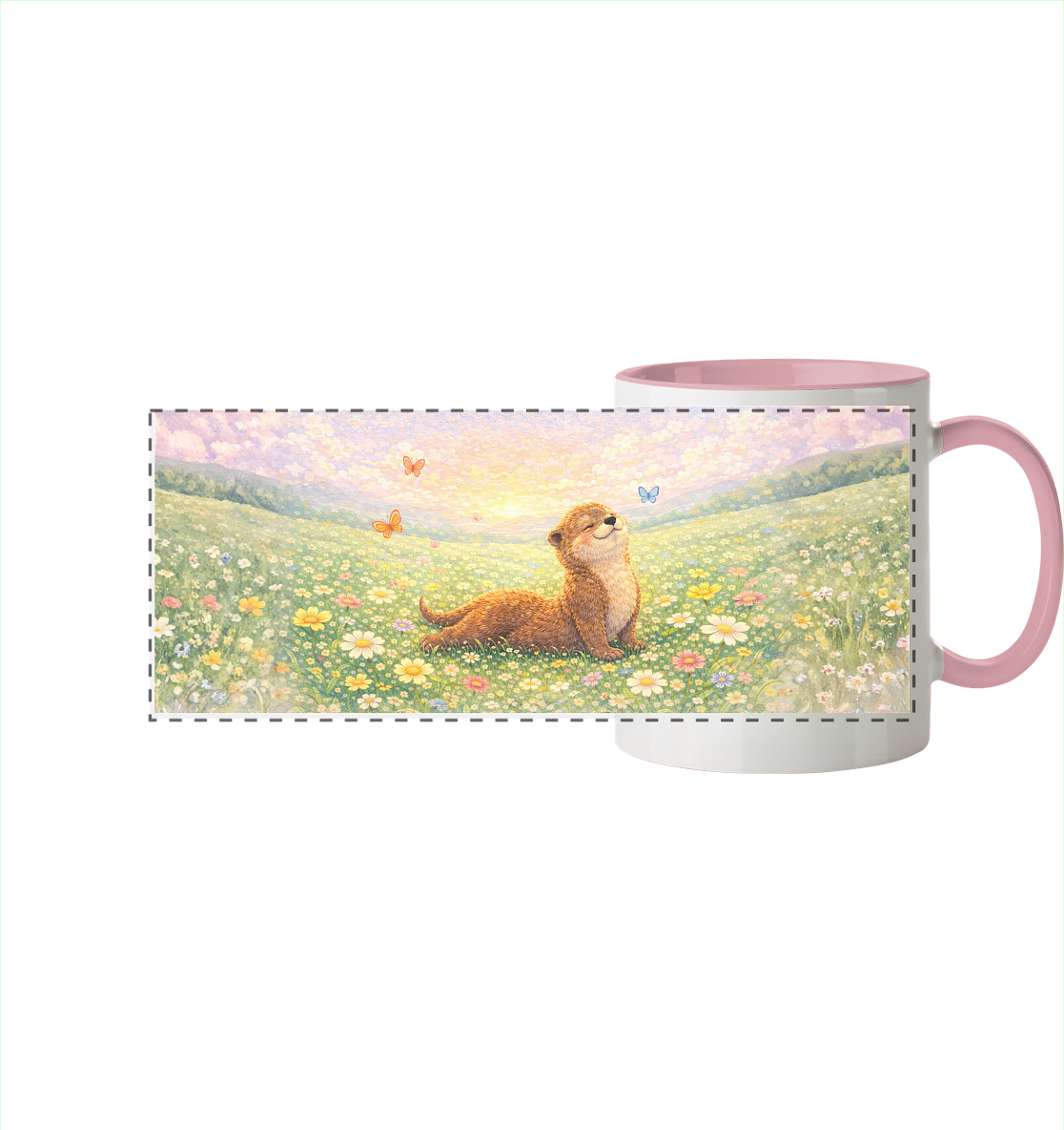 Otter - Yoga - Panorama Tasse zweifarbig
