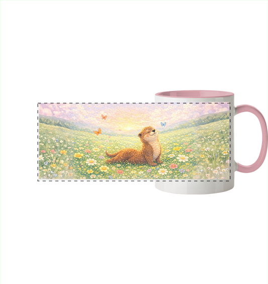Otter - Yoga - Panorama Tasse zweifarbig