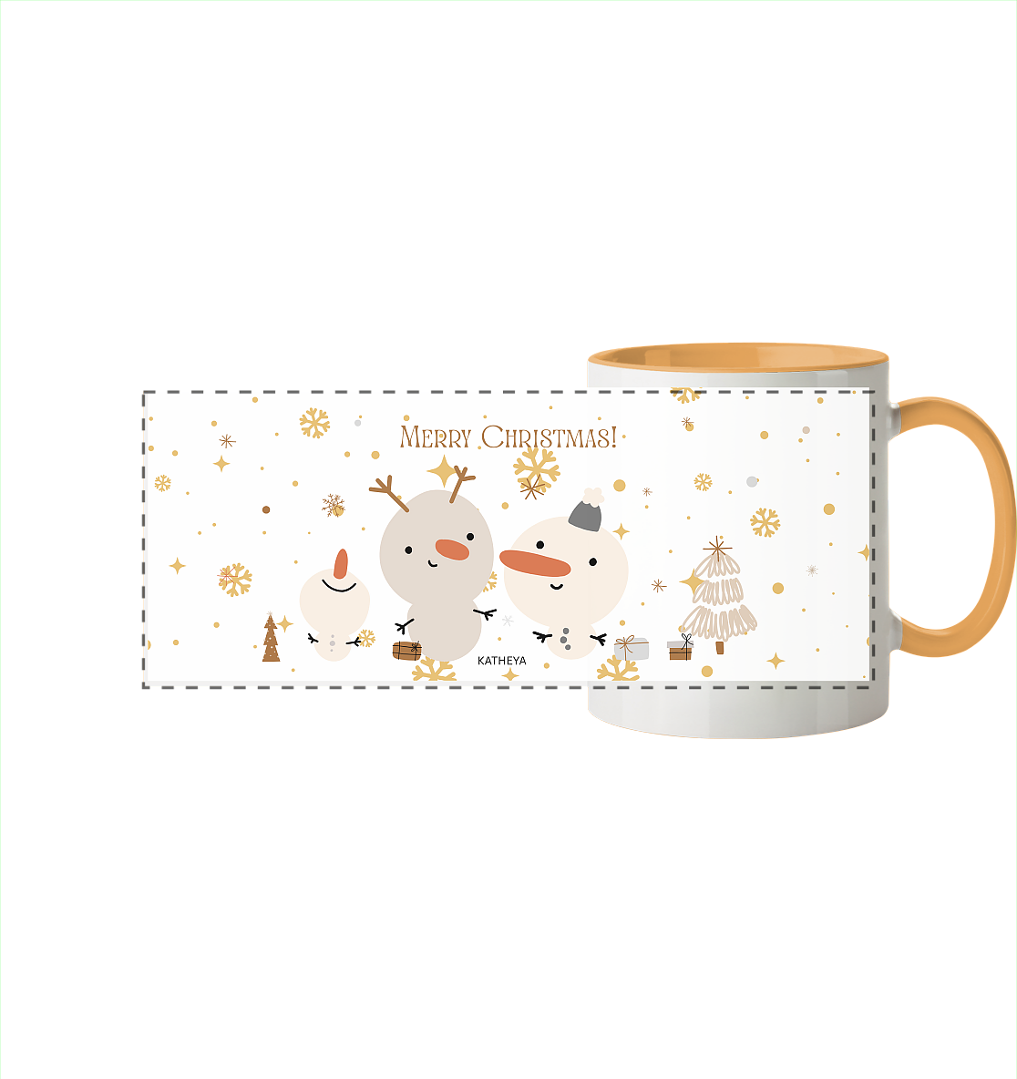 Weihnachtstassen-Merry Christmas - Panorama Tasse zweifarbig