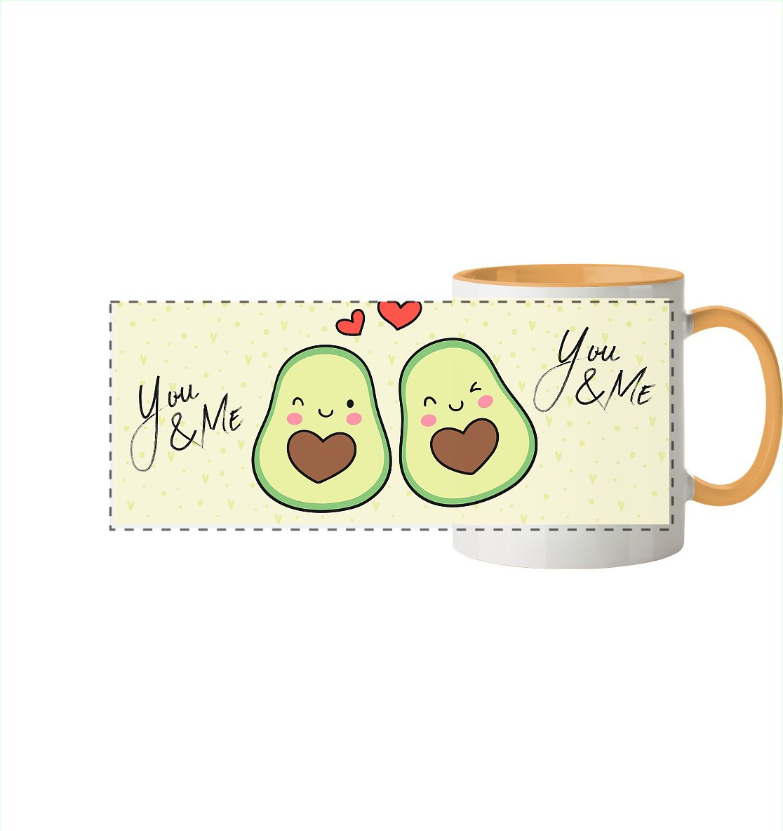 Avocado-Liebe - Panorama Tasse zweifarbig