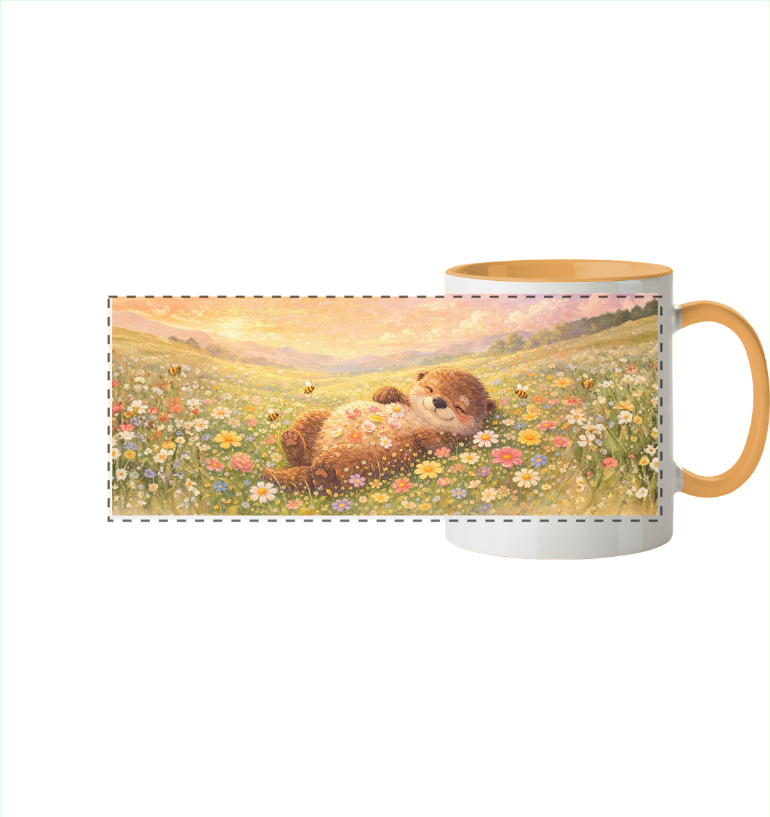 Otter - Dicki Blumenwiese - Panorama Tasse zweifarbig