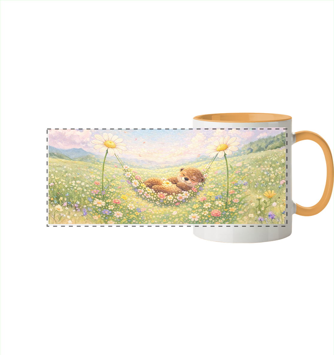 Otter - Blumenhängematte - Panorama Tasse zweifarbig