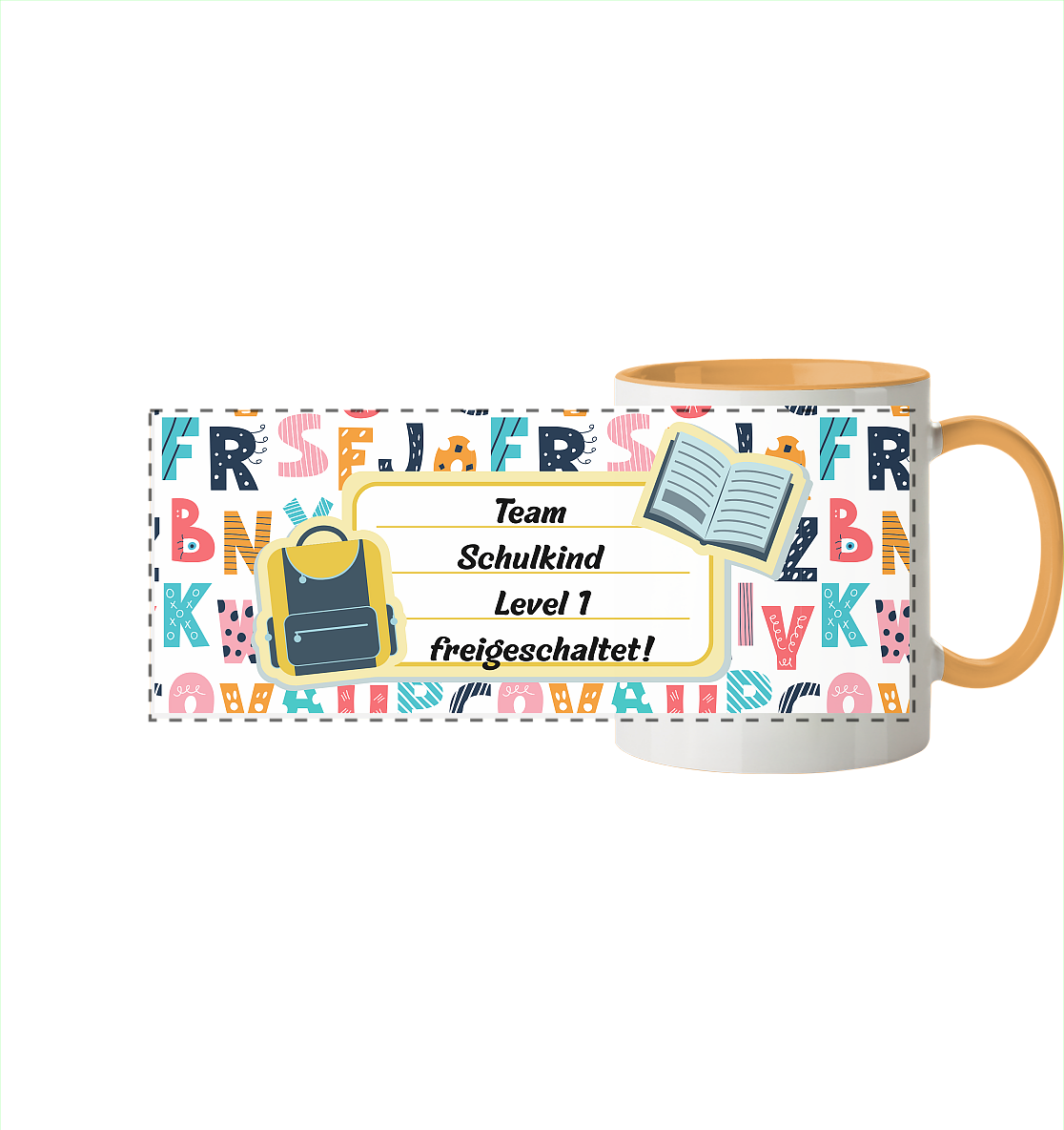 Schulanfang-Team  - Panorama Tasse zweifarbig