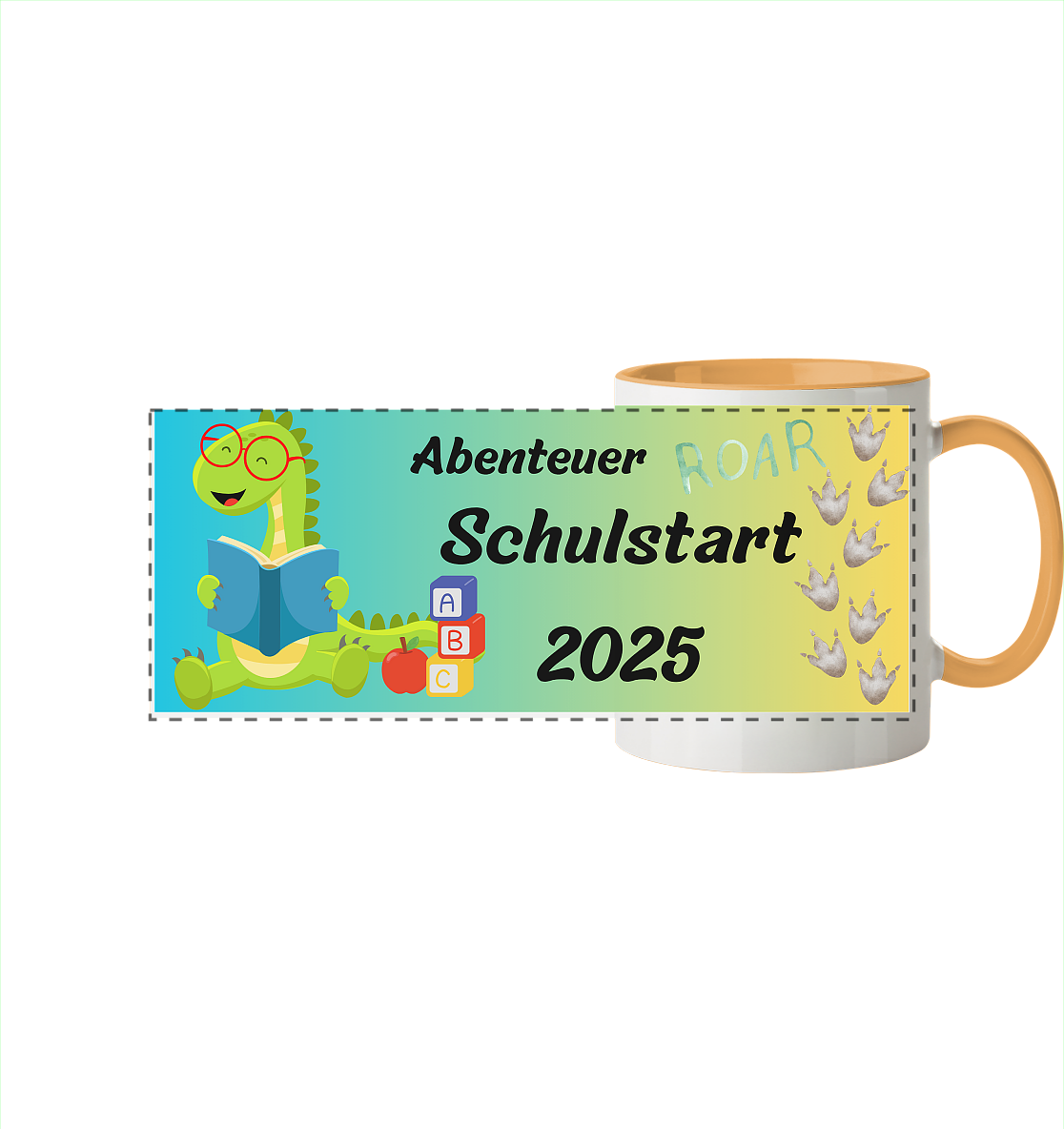 Schulanfang-Abenteuer Schulstart 2025 - Panorama Tasse zweifarbig