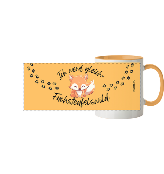 Fuchs - Ich werde gleich Fuchsteufelswild  - Panorama Tasse zweifarbig