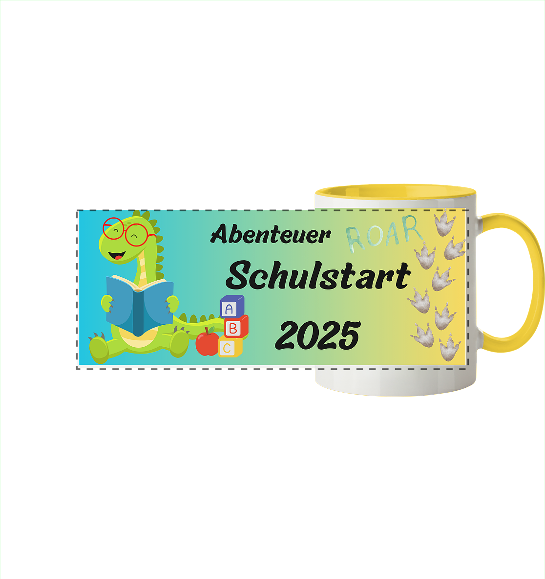 Schulanfang-Abenteuer Schulstart 2025 - Panorama Tasse zweifarbig