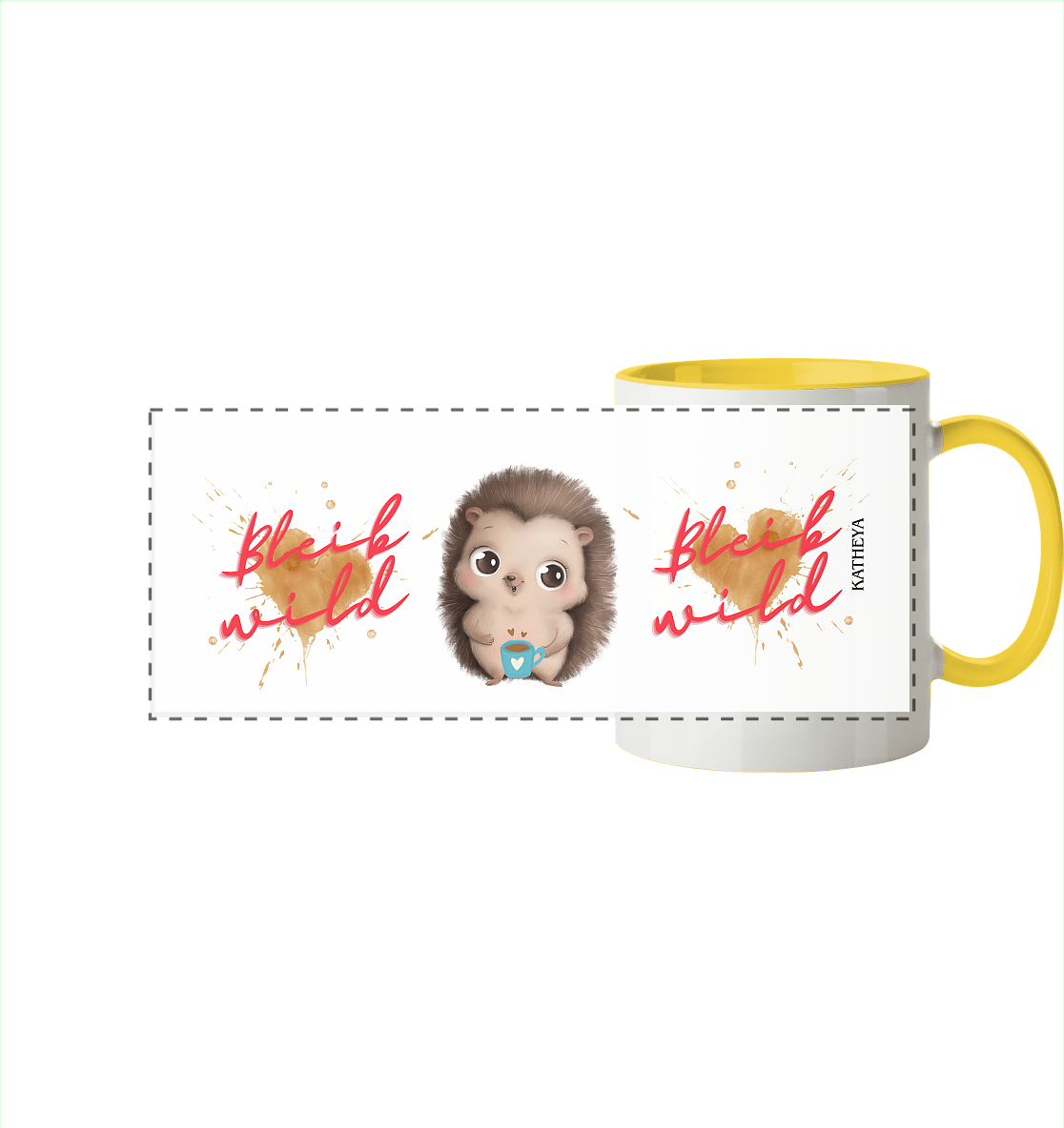 Igel- Bleib wild - Panorama Tasse zweifarbig