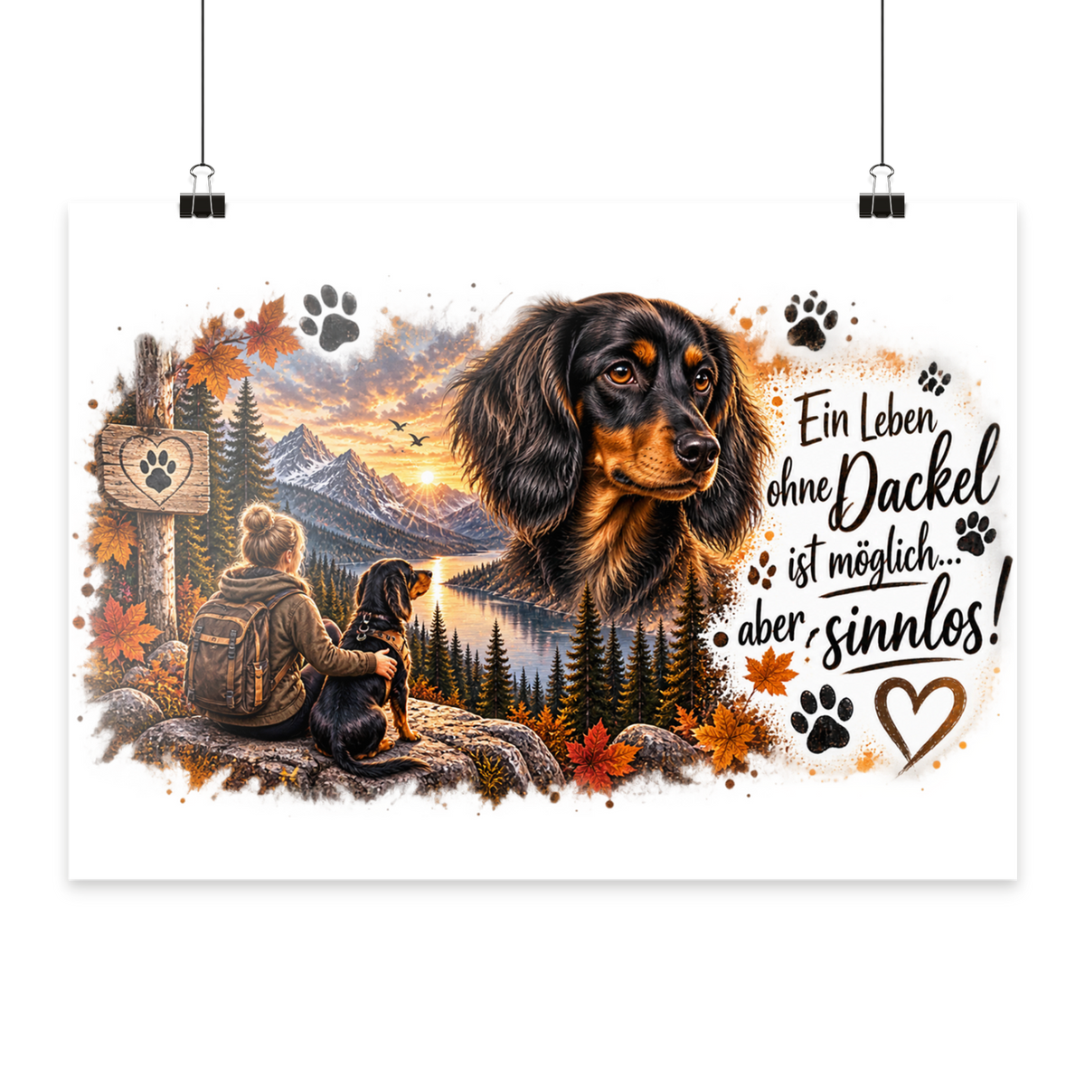 Dackel Liebe  - Poster Din A3 (quer)