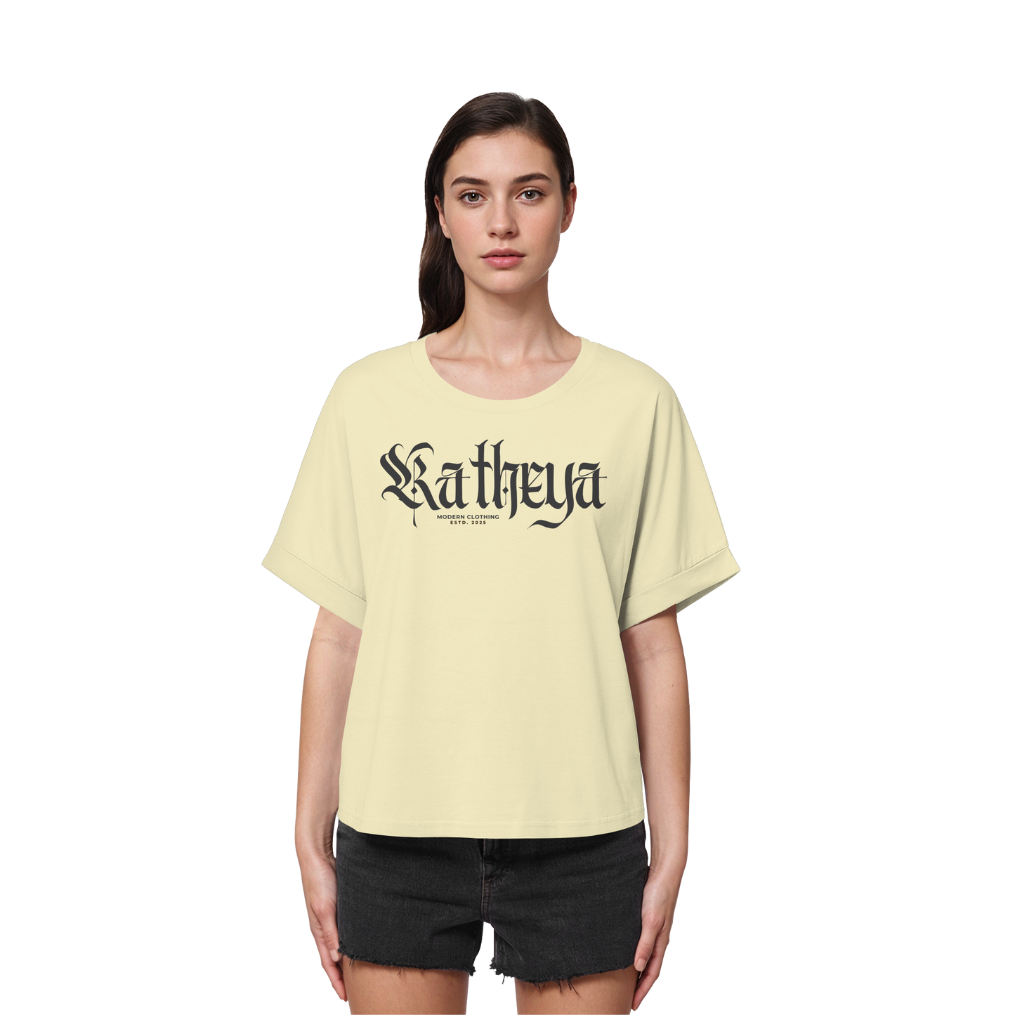 Katheya-Kaligraphi - Womens Organic Rolled Sleeves T-Shirt