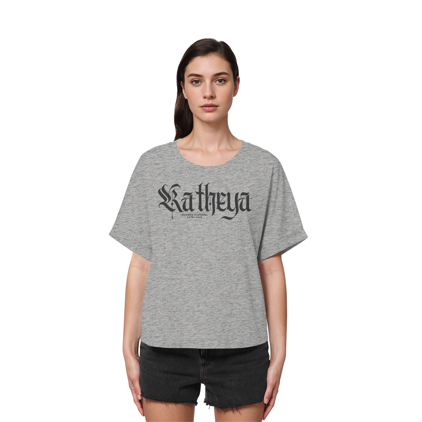Katheya-Kaligraphi - Womens Organic Rolled Sleeves T-Shirt